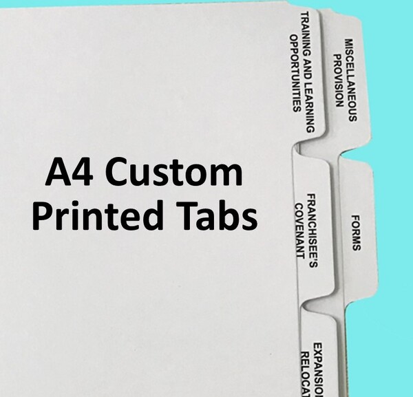 A4 Custom Printed Tab Dividers To My Requirements