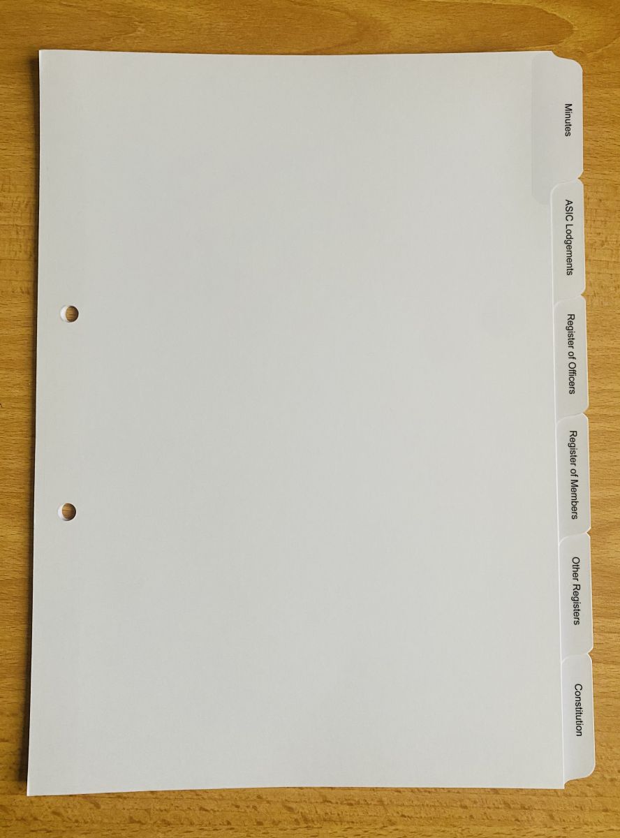 Printed Tab Dividers with Clear Mylar, 2 Hole Drilled with Hole Reinforcing strip. Click on image to see ordering options